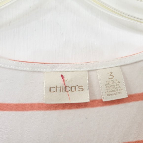 Chico's Peach and White Chevron Stripe Jersey Tunic - Picture 4 of 6